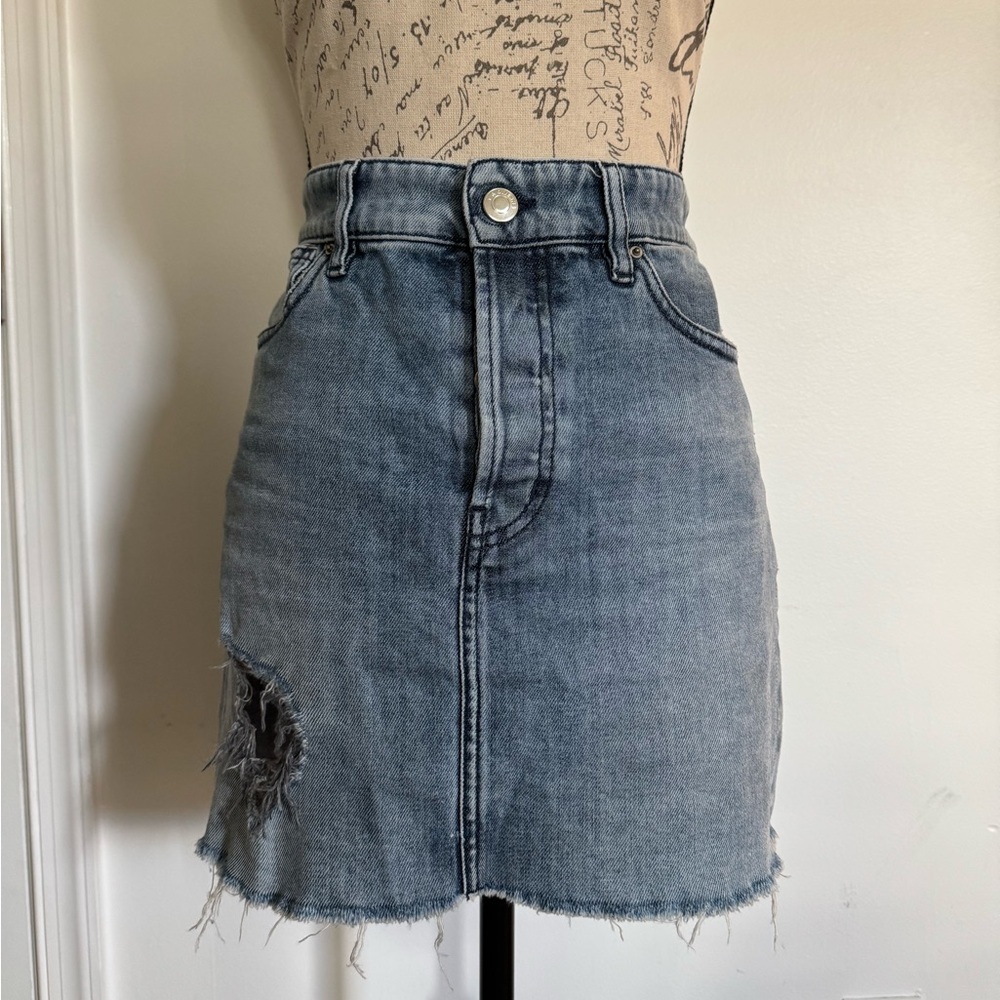 Iro Denim Distressed Mini Skirt